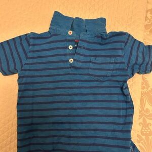 Mini Boden Blue and Navy Striped Polo